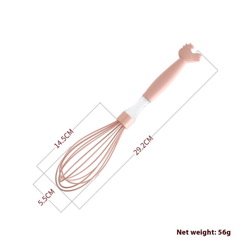 Silicone BBQThree-piece Set With Plastic Handle Cartoon Animal Set Egg Beater Butter Spatula Kitchen Scraper Butter Brush