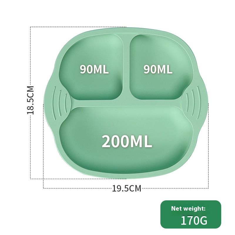 Korean Baby Meal Plate Children's Silicone Food Bowl Cartoon Compartment Plate Anti-fall Suction Cup Baby Tableware