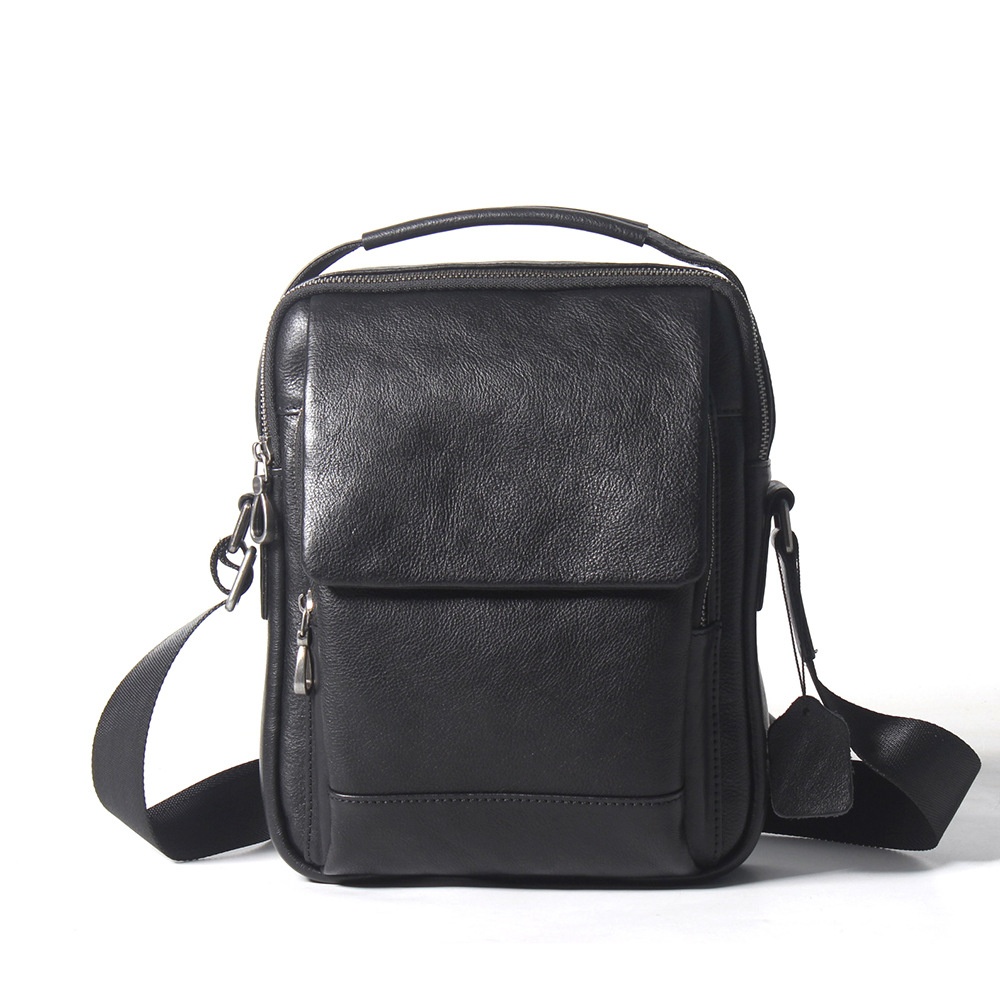 Genuine Leather Tree Paste Leather Men's Shoulder Bag Men's First Layer Cowhide Casual Messenger Bag Men's Fashion Vertical Men's Bag