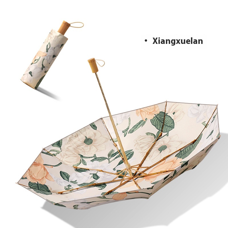Double-layer Double-sided Flower Sun Umbrella Sun Protection Anti-ultraviolet Women's Sunny And Rainy Dual-use Folding Umbrella Manual8-rib Parasol