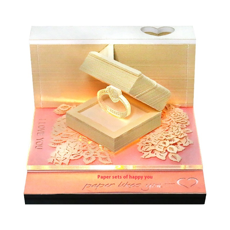 Paper Like You Creative Wedding Chinese Valentine's Day Gift For Girls Gift3d Three-dimensional Note Book With Light