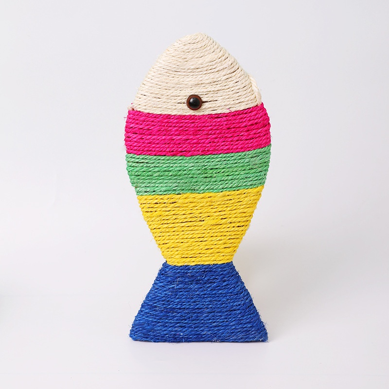 Striped Flat Sisal Cat Board Cat Toys To Relieve Boredom Cat Scratching Board Fish-shaped Sisal Cartoon Cat Scratching Board