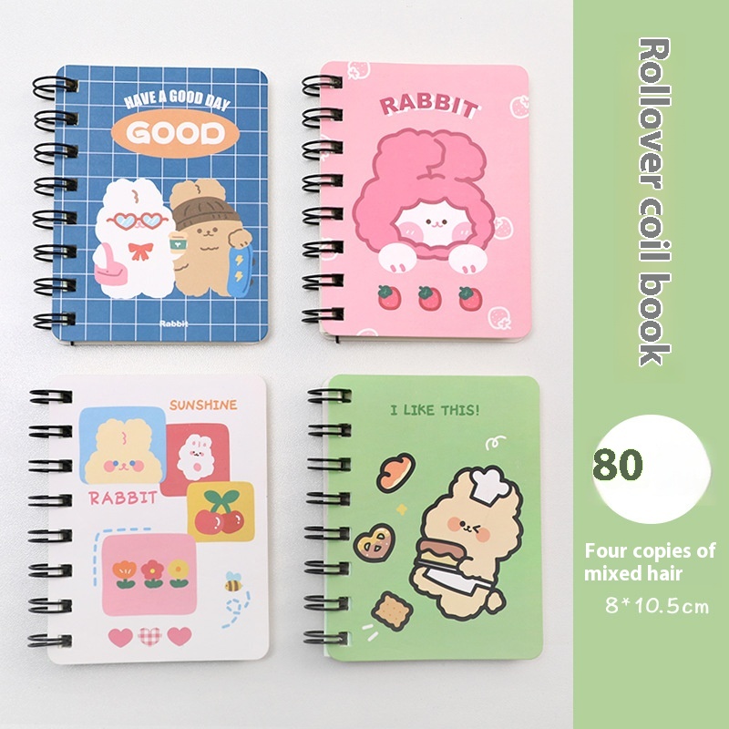 Cartoon Flip Coil Student Notes A7 Pocket Notepad Office Study Diary Portable Small Book