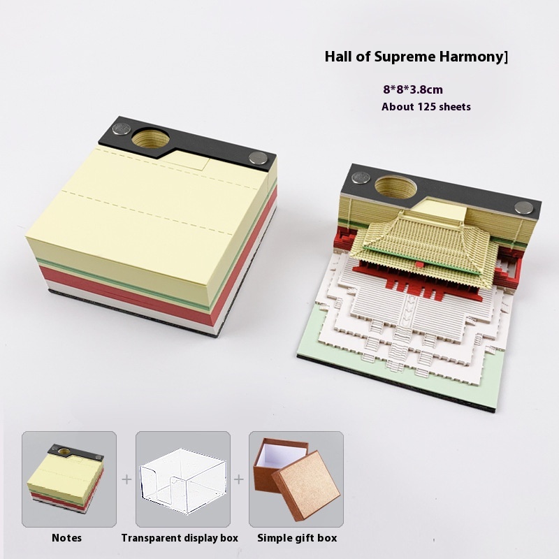 Hall Of Supreme Harmony3 D Three-dimensional Note Paper Ancient Style Building Forbidden City Paper Carving Model Creative High-value Internet Celebrity Post-it Note Book