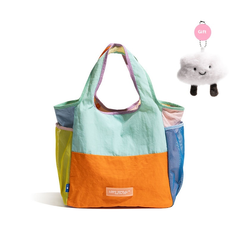 CKKUI Dopamine Tote Bag Singapore Niche Design Canvas Bag Lightweight Foldable Eco-Friendly Handbag