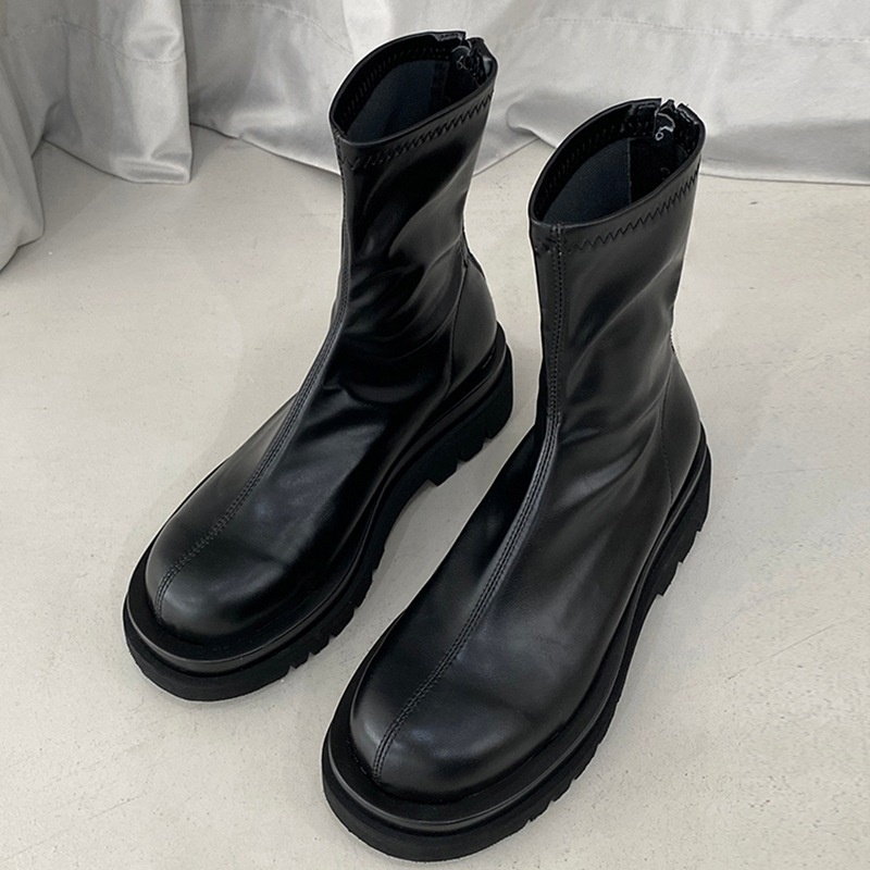 Autumn/winter Thick-bottomed High-heeled Mart Women100 With Shorts Slimmer Casual Elastic Boots Fashion Mid-cycle Boots