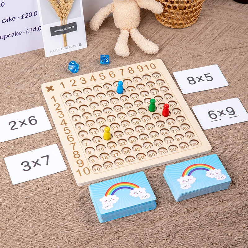 Montessori Wooden Children's Multiplication Operation Practice Game Teaching Aids To Exercise Hand-eye Coordination Ability Toys