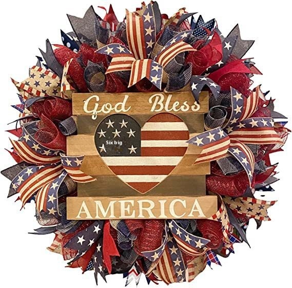 Zonghong American Independence Day Wreath Flag Door Hanging Pendant Holiday Props Dress Up Daily Necessities Decoration