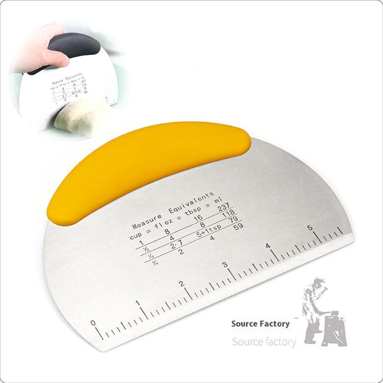 Semi-circular Nougat Single-sided Cutting Knife Stainless Steel With Scale Flour Dough Scraper Scraper
