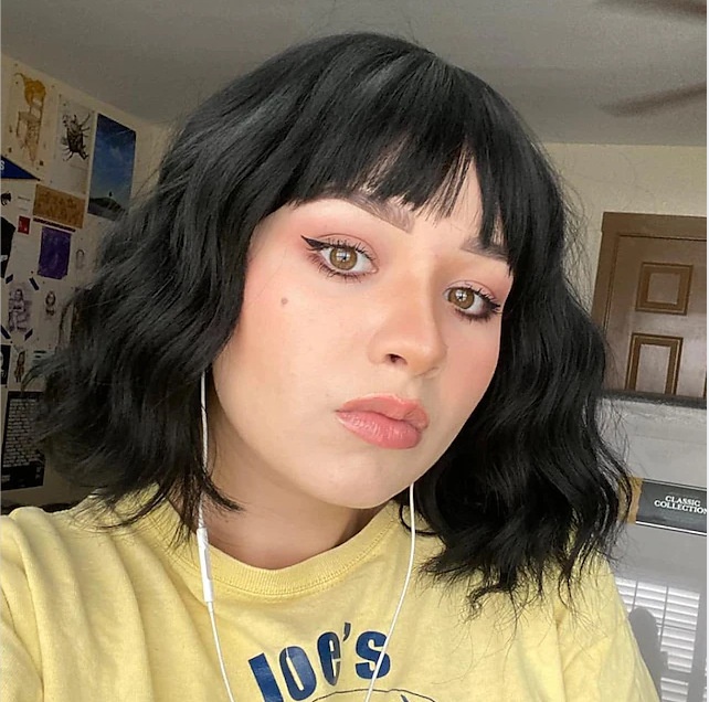 European And American Artificial Hair Ladies Headgear Wig Air Bangs Sea Wave Corrugated Short Curly Hair Short Chemical Fiber Wig Headgear