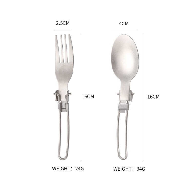 Japanese-style Stainless Steel Folding Fork And Spoon Outdoor Picnic Camping Travel Portable Lightweight Storage Tableware Fork And Spoon Set