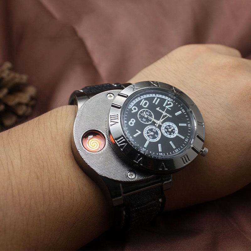 Huayue F665 Creative Personality USBCharging Watch Cigarette Lighter Windproof Lighter Fashion Gift