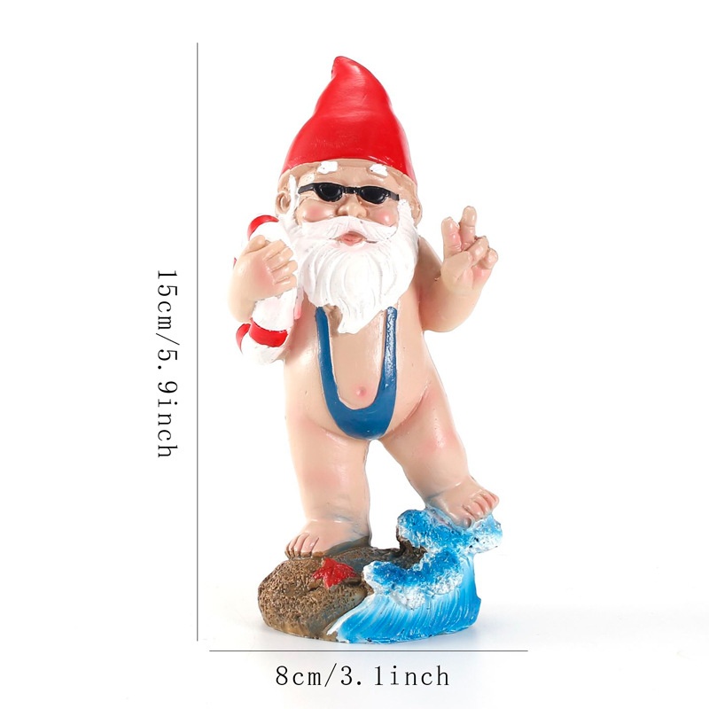 Swimming Ring Wearing Bikini Dwarf Surfing Dwarf Resin Crafts Garden Ornaments Pastoral Decoration