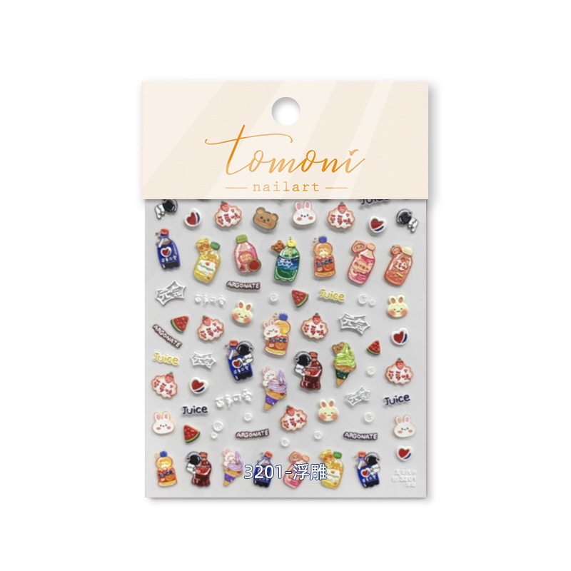 Tomoni Relief Nail Stickers Hot Cute Nail Stickers Japanese Summer Soda3201