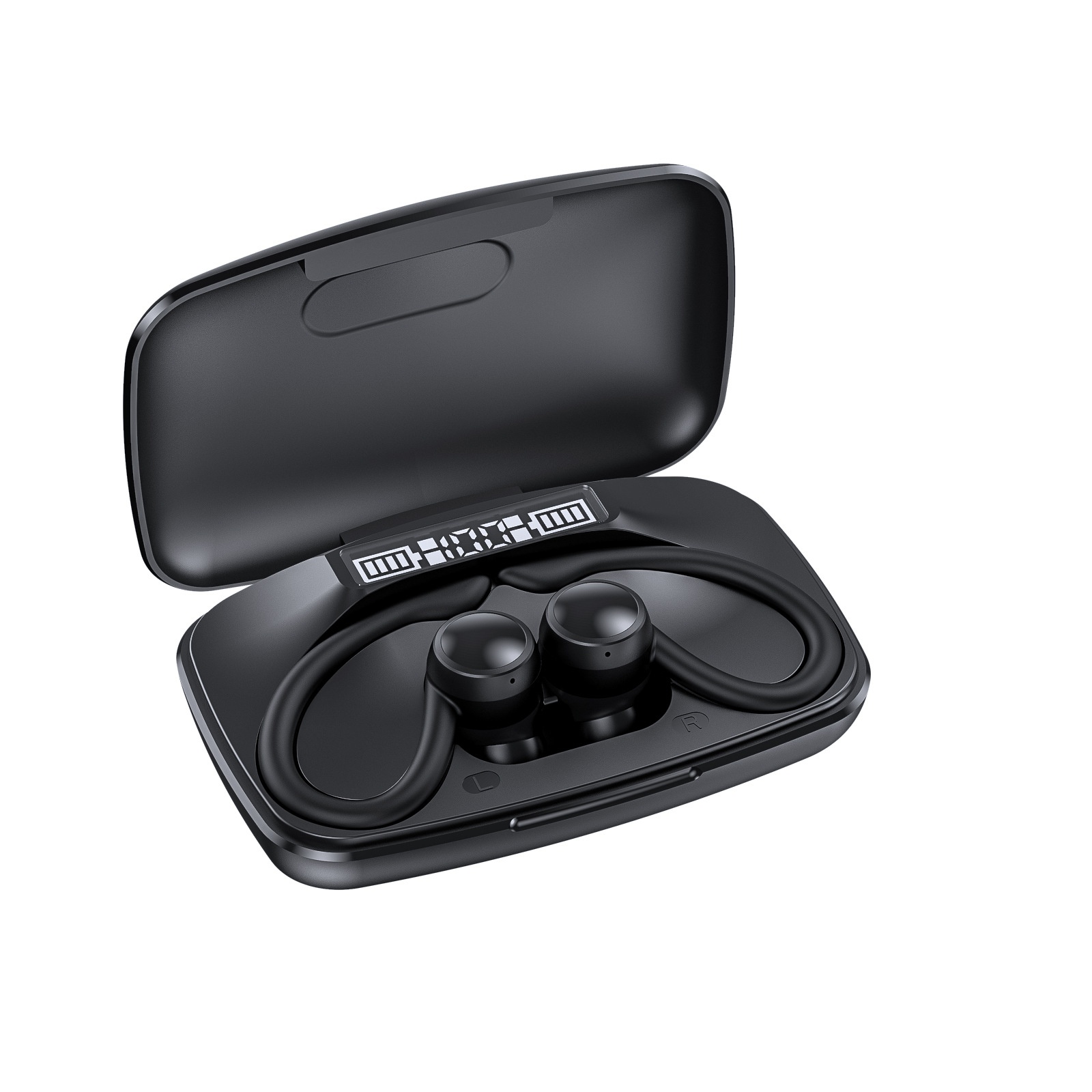 T82 Private Model TWSBluetooth Headset With Display Power,Noise Reduction,Ear-hook Sports Wireless Bluetooth Headset