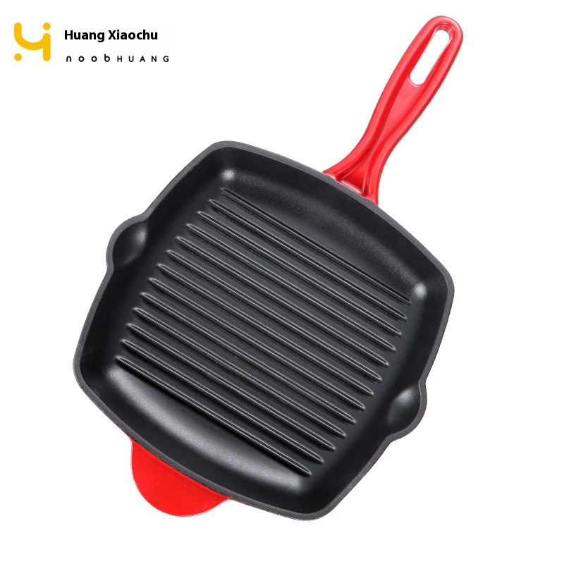 One Piece Huang Xiaochu Enamel Frying Pan H X C- T- J026 Cast Iron Non-stick Frying Pan Striped Steak Frying Pan