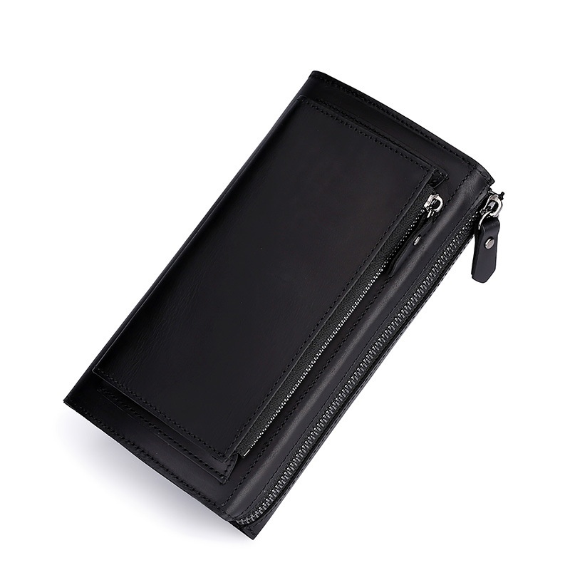 Men's Long Wallet Zipper Genuine Leather Business Clutch Cowhide Wallet Clutch Bag Youth Brand
