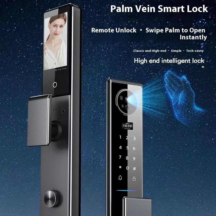Aviation Aluminum Carved Smart Lock3 DFace Recognition Palm Vein Unlocking Active Monitoring Plus Video Intercom Fingerprint Lock