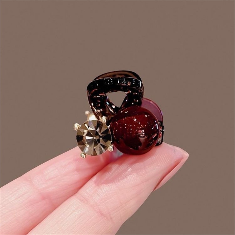 Red Pearl Mini Small Grab Clip Women's Front Side Clip Style Bangs Clip Rhinestone Hairpin Hair Accessories