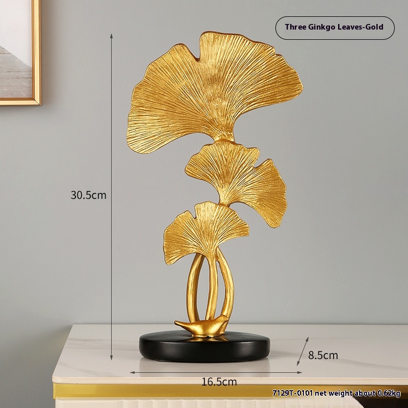 Light Luxury Ginkgo Leaf Ornaments Creative Home Porch Living Room Wine Cabinet TVCabinet Desktop Decoration Fortune Decoration Gift