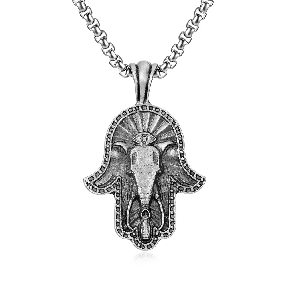 European And American Hip-hop Hand Of Fatima Pendant Men's Necklace Personality Evil Eye Hamsa Pendant Accessories