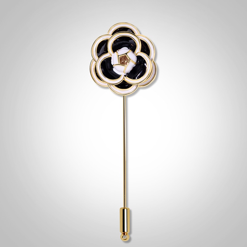 Dilixue Classic Multi-layer Three-dimensional Camellia One-word Pin Small Collar Pin Clothing Fixed Pin Brooch Accessories