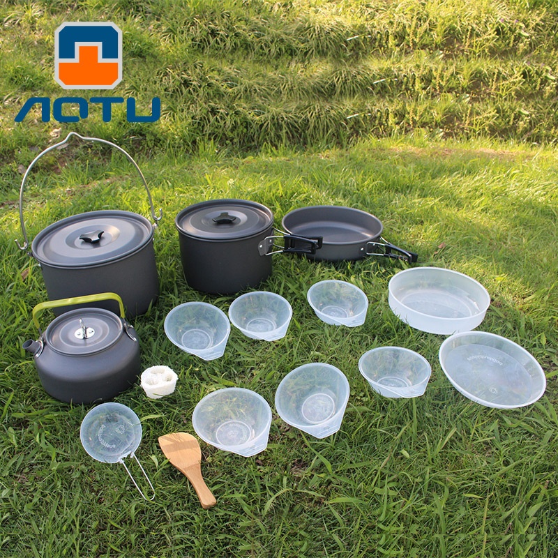 Concave And Convex Outdoor5-6 People Portable Pot Set Kettle Camping Cooker Teapot With Cloth Bag DS-700