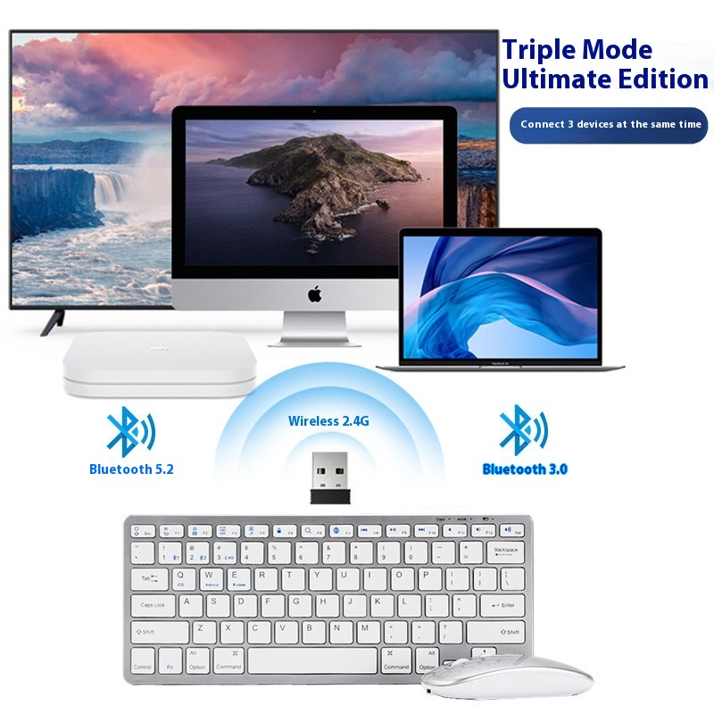 Bluetooth5.03.0 Three-mode Wireless Keyboard And Mouse Set Keyboard And Mouse Set Business Office Home Use