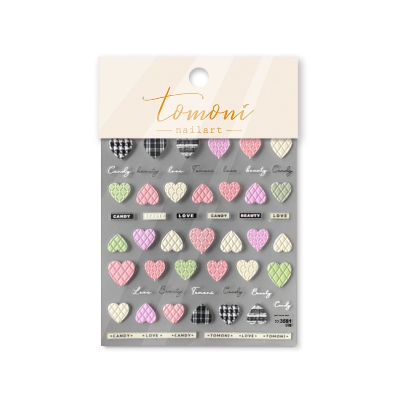Tomoni Relief Nail Stickers Hot Cute Nail Stickers Japanese Style Small Fragrance Grid3581