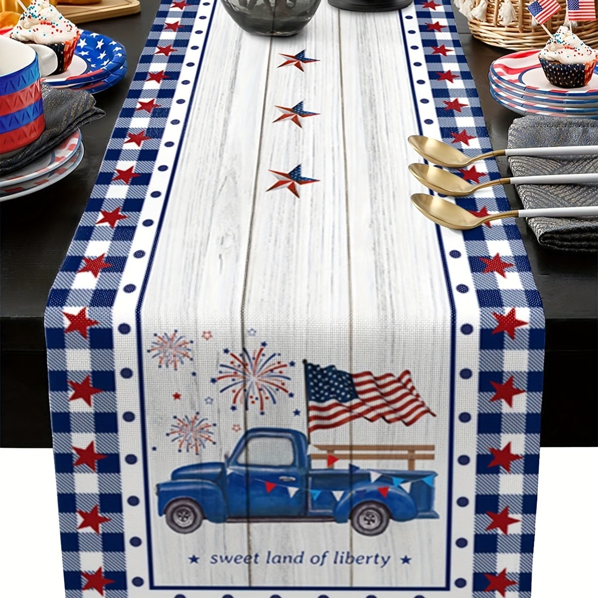 American Independence Day Car Table Flag Five-pointed Star Fireworks Decoration