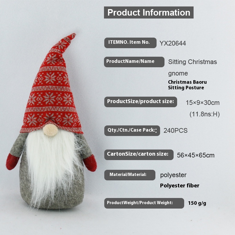 Christmas Decorations Red Hat Santa Claus Doll Christmas Faceless Doll Rudolph Doll Christmas Gift