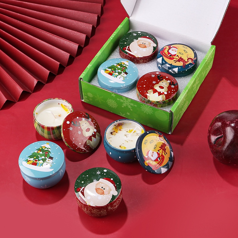 Christmas Scented Candle Gift Box Set Scented Dried Flower Candle Ornaments Holiday Souvenirs