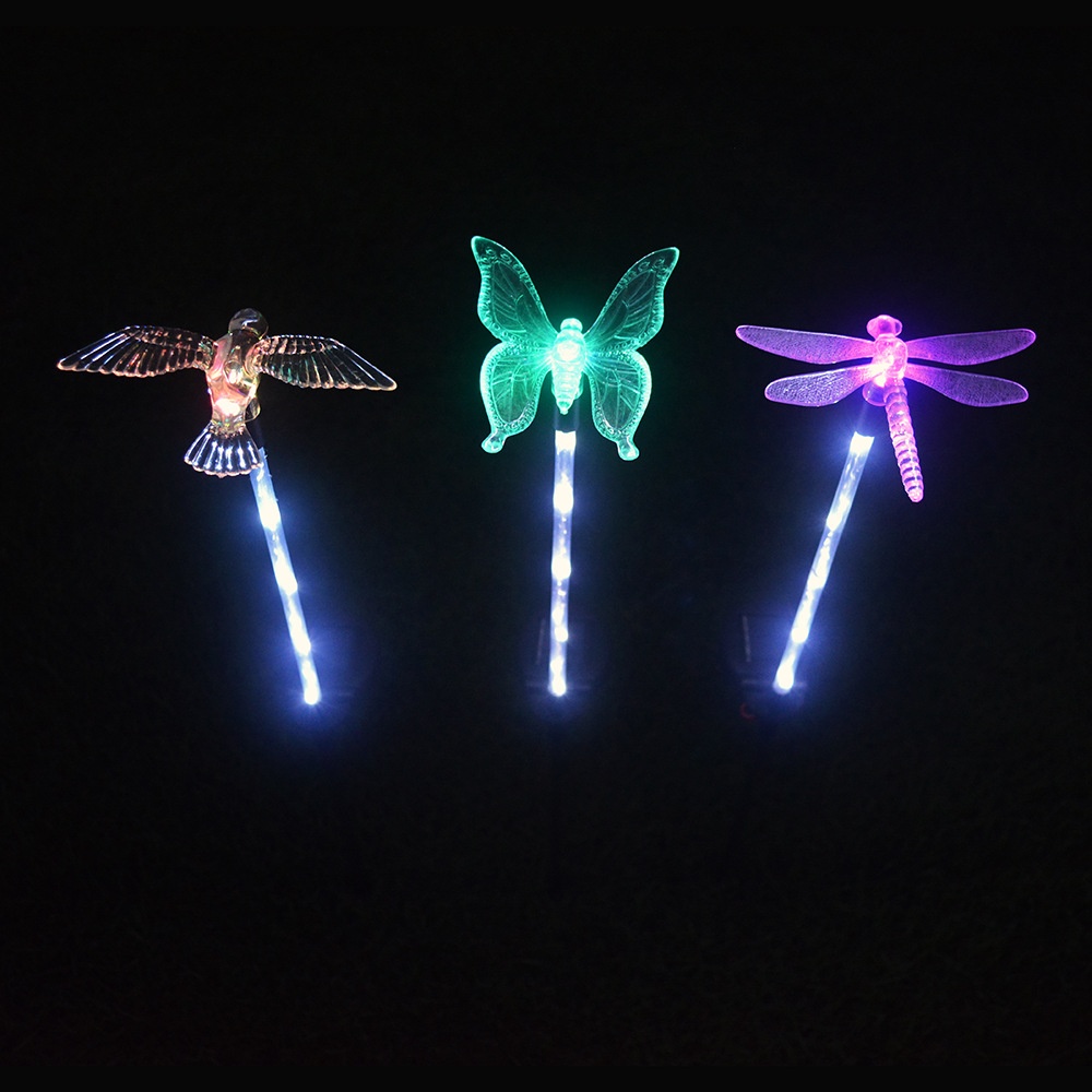Outdoor Waterproof Solar Butterfly Lawn Light Dragonfly Hummingbird Ground Plug Light Garden Decoration Light Luminous Pole6 LED