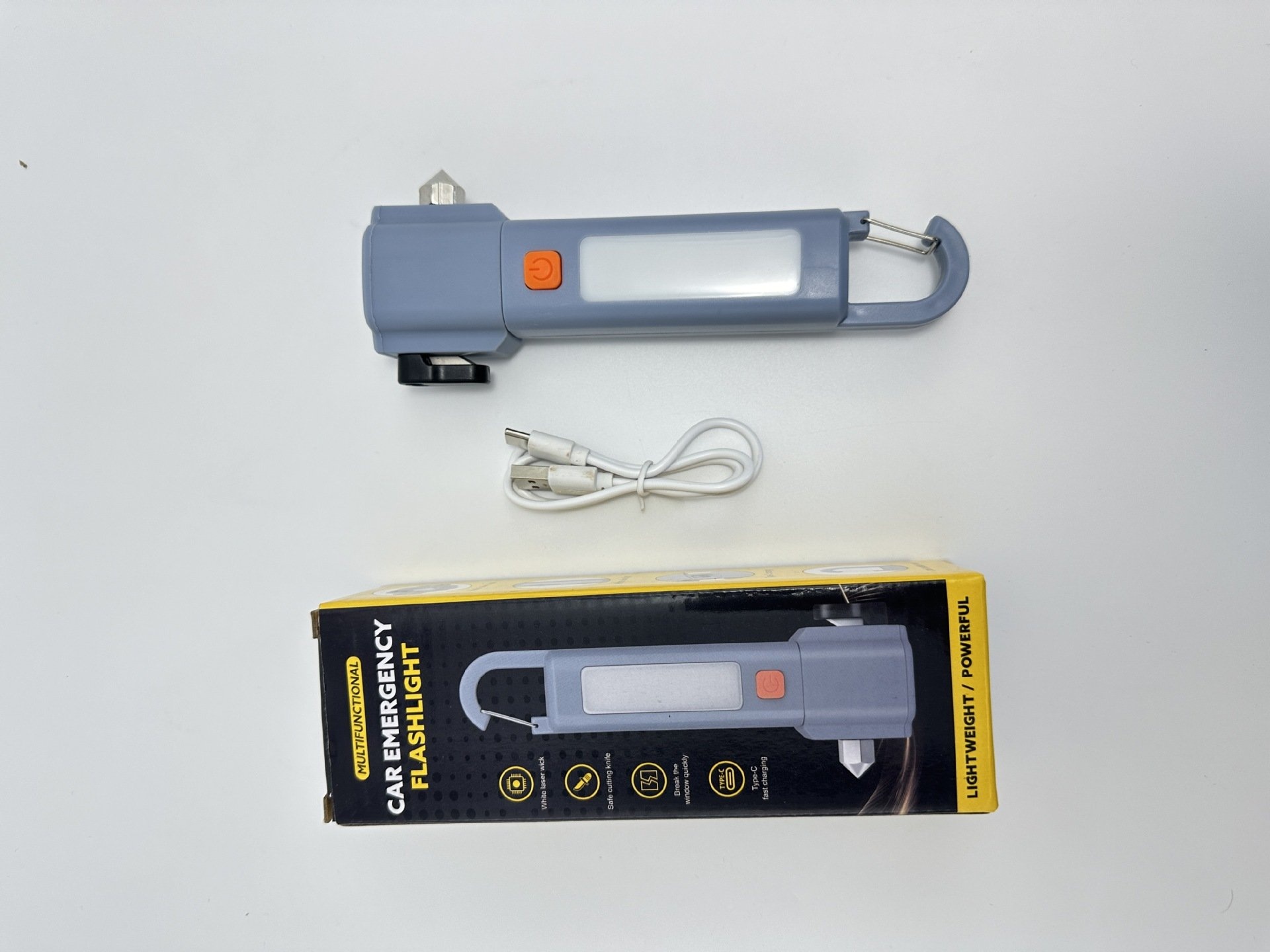 Multifunctional Flashlight With Broken Window Hammer COB Side Light Dual-purpose Zoom Flashlight Camping Magnetic Suction Safety Hammer Car Flashlight