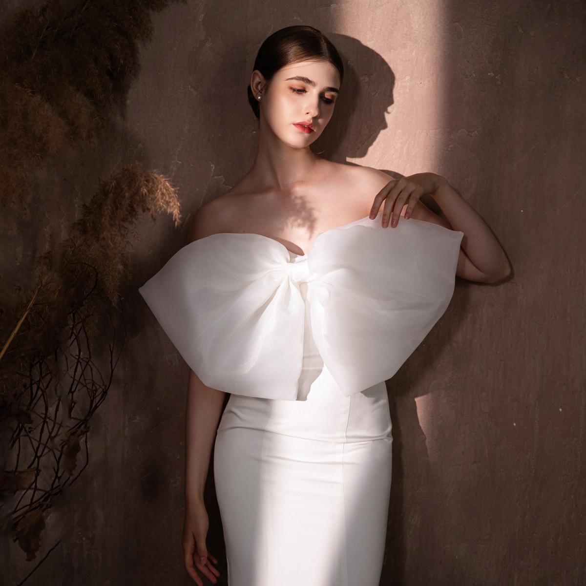 Xinmeiji European And American White Mesh Big Bow Bridal Jewelry Wedding Dress Accessories V325