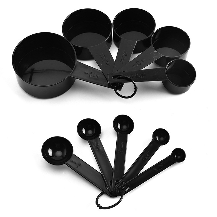 Plastic Measuring Cup Measuring Spoon Set10 Pieces Set Baking Weighing Tool With Scale Measurement Gray Measuring Cup Measuring Spoon Set