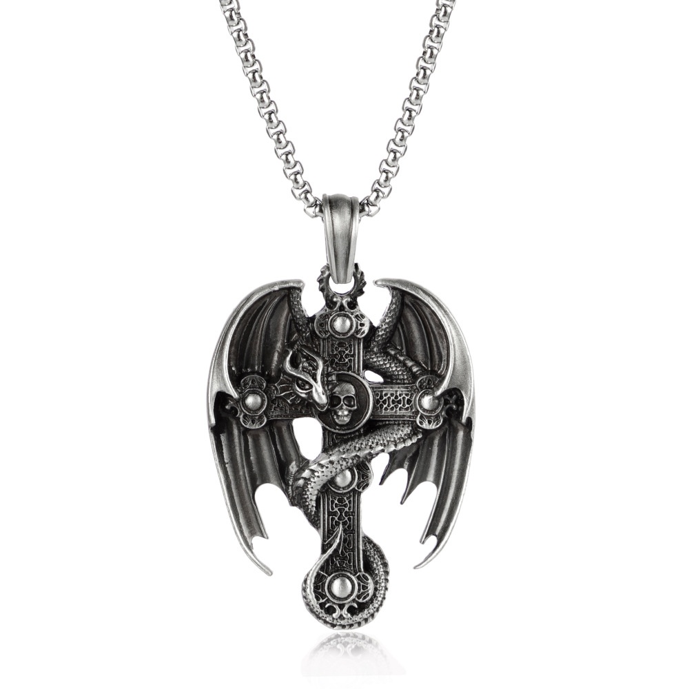 European And American Punk Style Dragon Pendant Men's Titanium Steel Retro Necklace Stainless Steel Hot Sweater Chain Jewelry