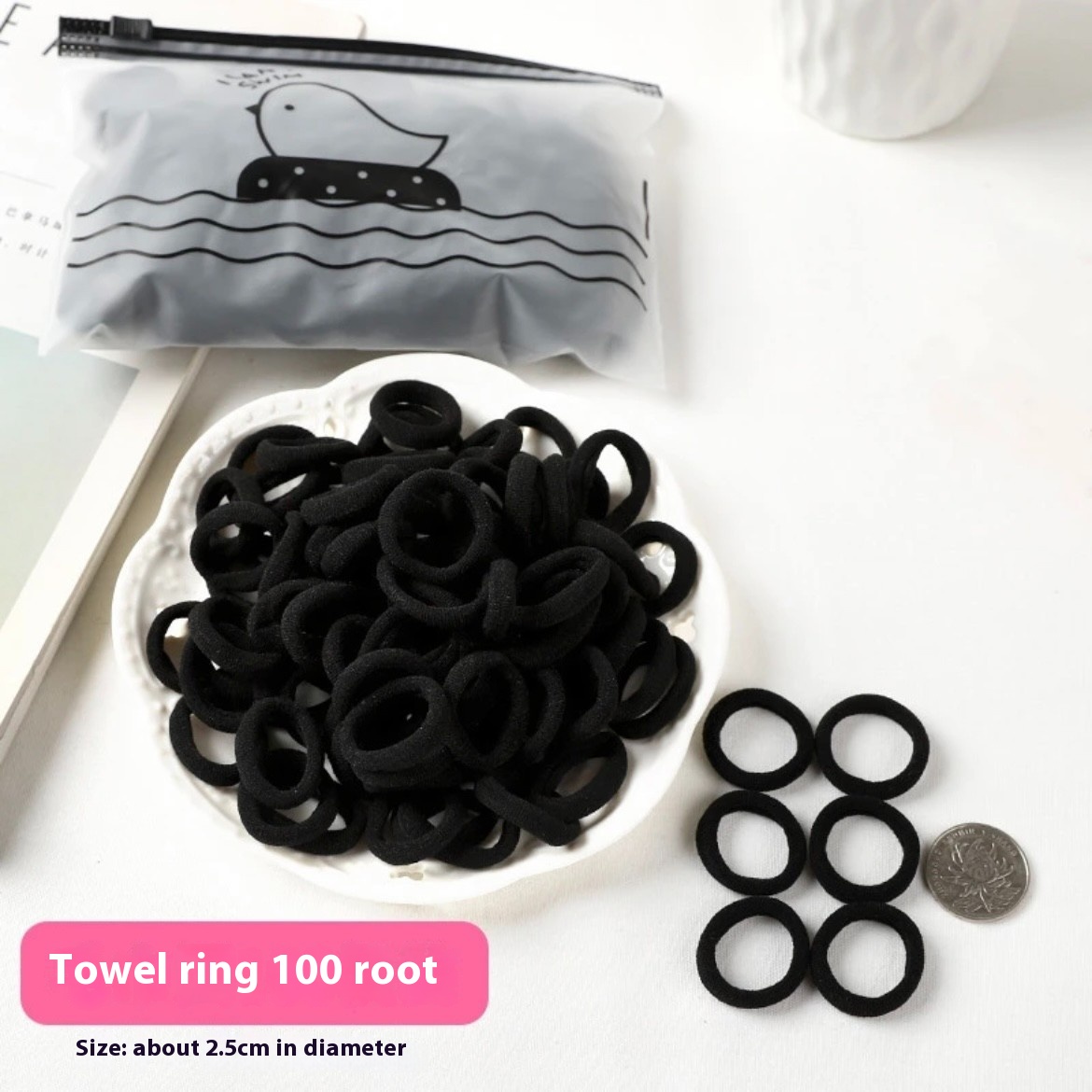 High Elasticity100 Black Wool Coil Hair Band Hair Band Does Not Hurt The Hair Simple And Thick