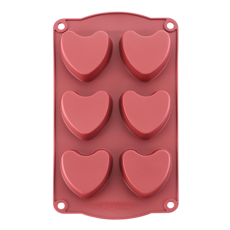 Kitchen Household Cake Mold Red Silicone6 Love Cake Mold Handmade Baking High Temperature Resistant Special Mold
