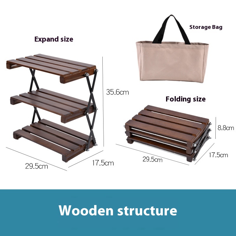 Storage Rack,Three-tier Metal Dining Table Storage Shelf,Foldable Coffee Storage Rack