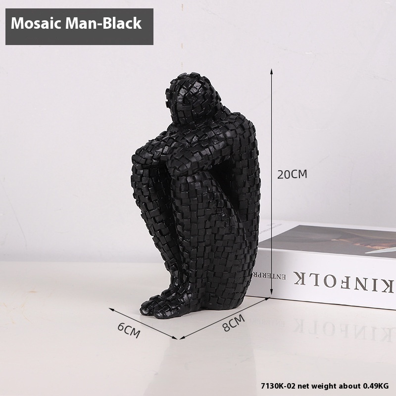 Modern Simple Mosaic Figure Resin Ornaments For Home Living Room Study Office TVCabinet Wine Cabinet Decoration