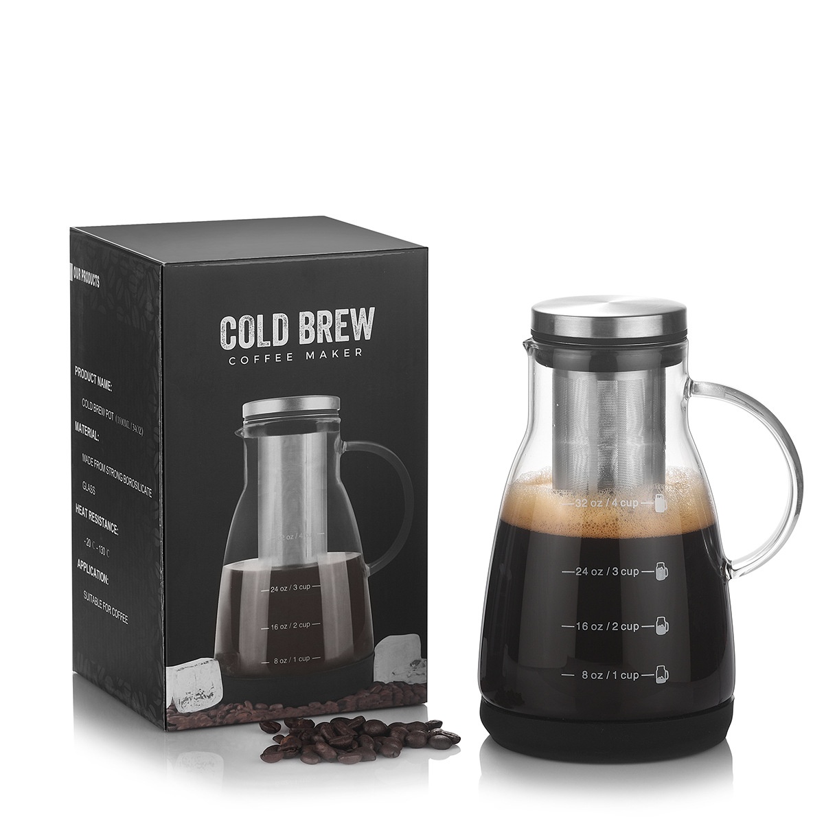 Coffee Utensils Ice Drip Coffee Cold Brew Pot Hand Brew Cold Brew Pot Home Sharing Pot Juice Tea Filter Glass Pot