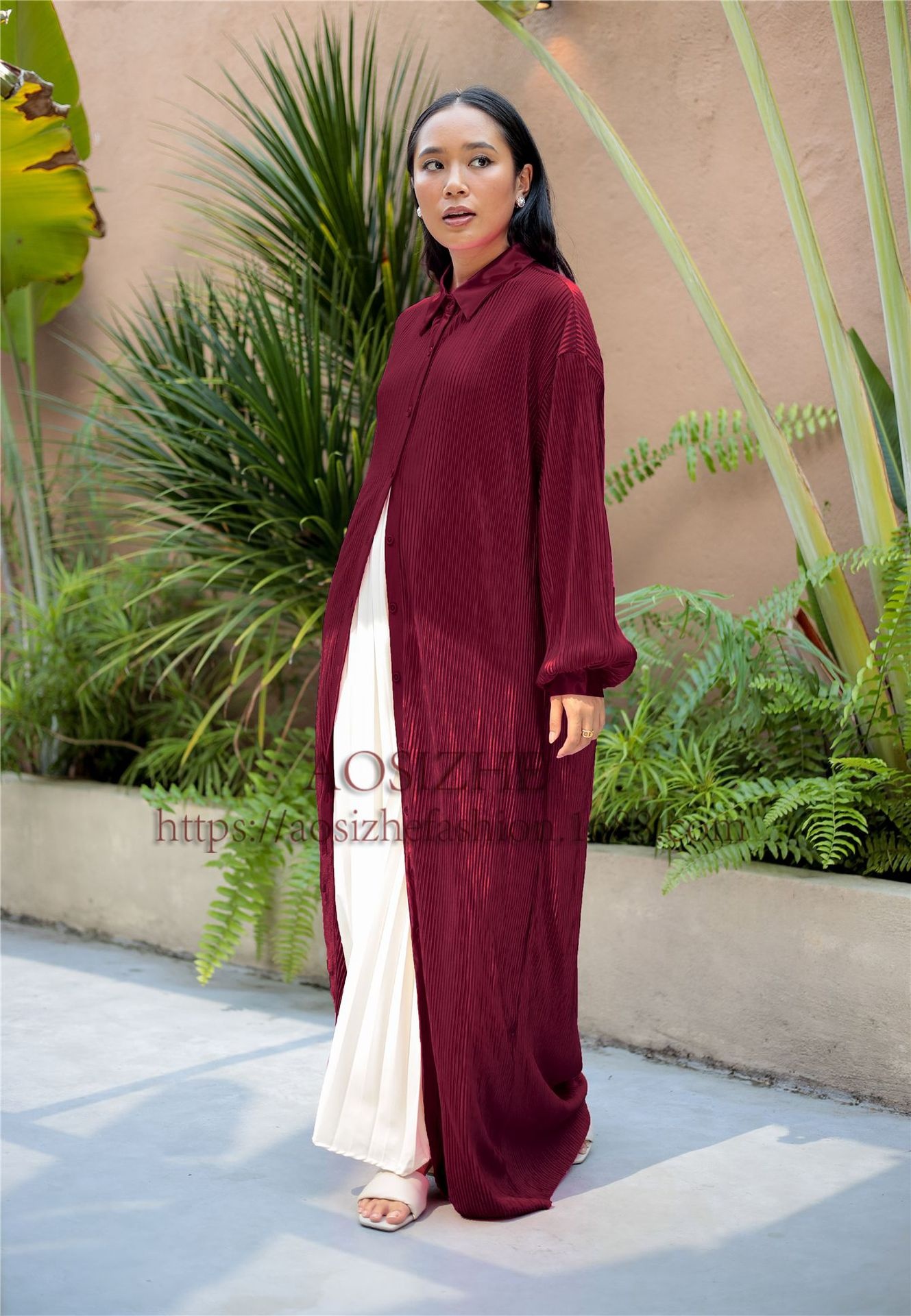 M172#Women's Clothing Middle East Arab Malay Indonesia Pleated Dress Muslim Robe