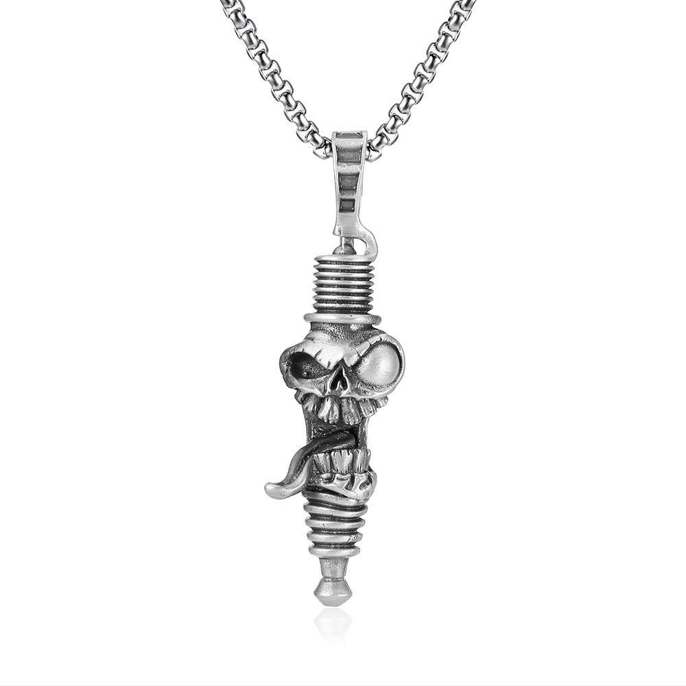 Cyberpunk Spark Plug Pendant Titanium Steel Necklace Men's Hip-hop Niche Personality Men's Jewelry