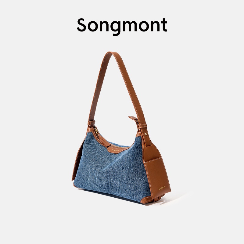 Songmont Mountain Loose Hanging Ear Series Small Size Denim Bag Hobo Bag Single Shoulder Crossbody Bag