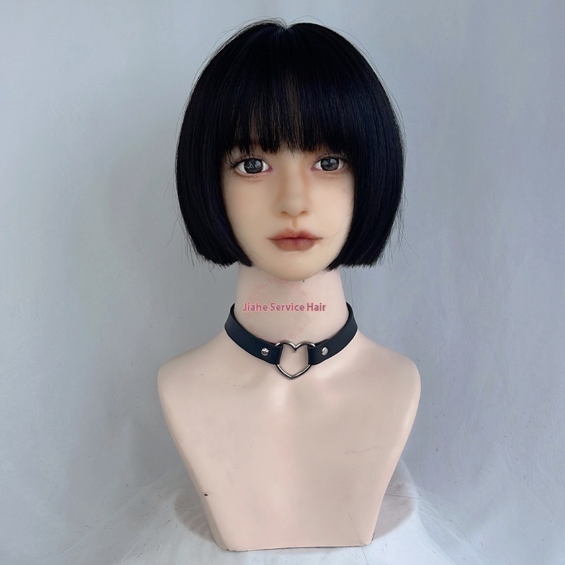 Jiahe Wig Short Hair Women's Online Red Round Face Age-reducing Wave Wave Head Natural Bangs Student Head Full Head Cover