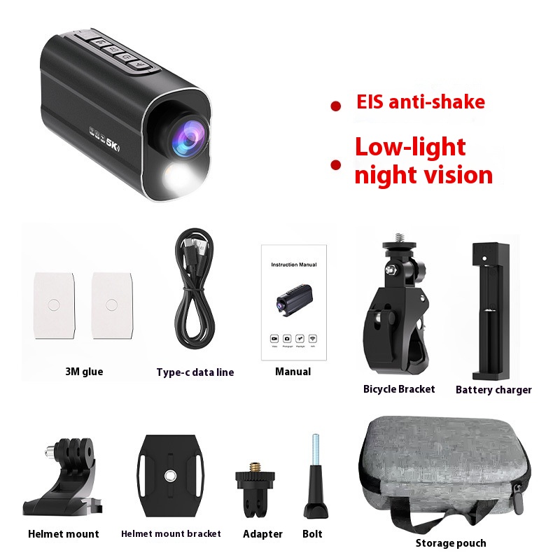 Motorcycle Bike 5k Riding Recorder Sports Camera Wifi Night Vision Anti-shake Outdoor Helmet Camera