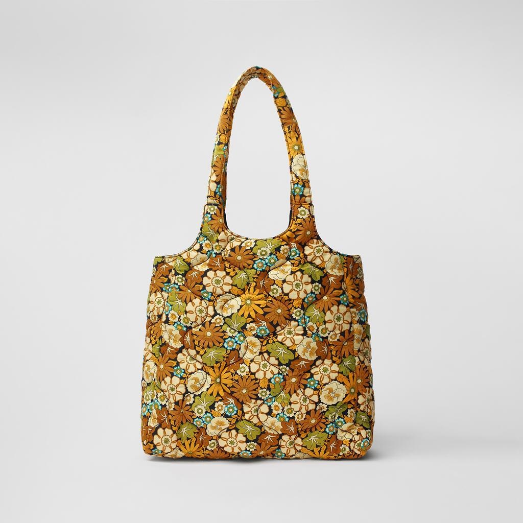 21 Autumn Yellow Chrysanthemum Quilted Embroidered Children's Handbag Shopping Printed Flower Female Travel Picnic Small Shoulder Bag