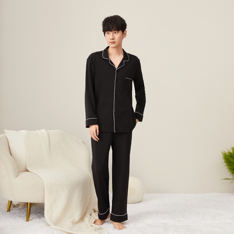 High-grade Couple Pajamas Men's Spring And Autumn Long-sleeved Cotton Suits Women's Home Clothes Summer Loose Wear