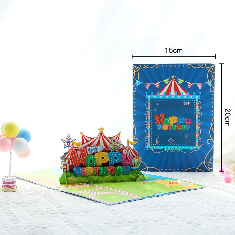 3 D Birthday Greeting Card Three-dimensional Birthday Amusement Park Children's Gift Card Foreign Trade Blessing Gratitude Card